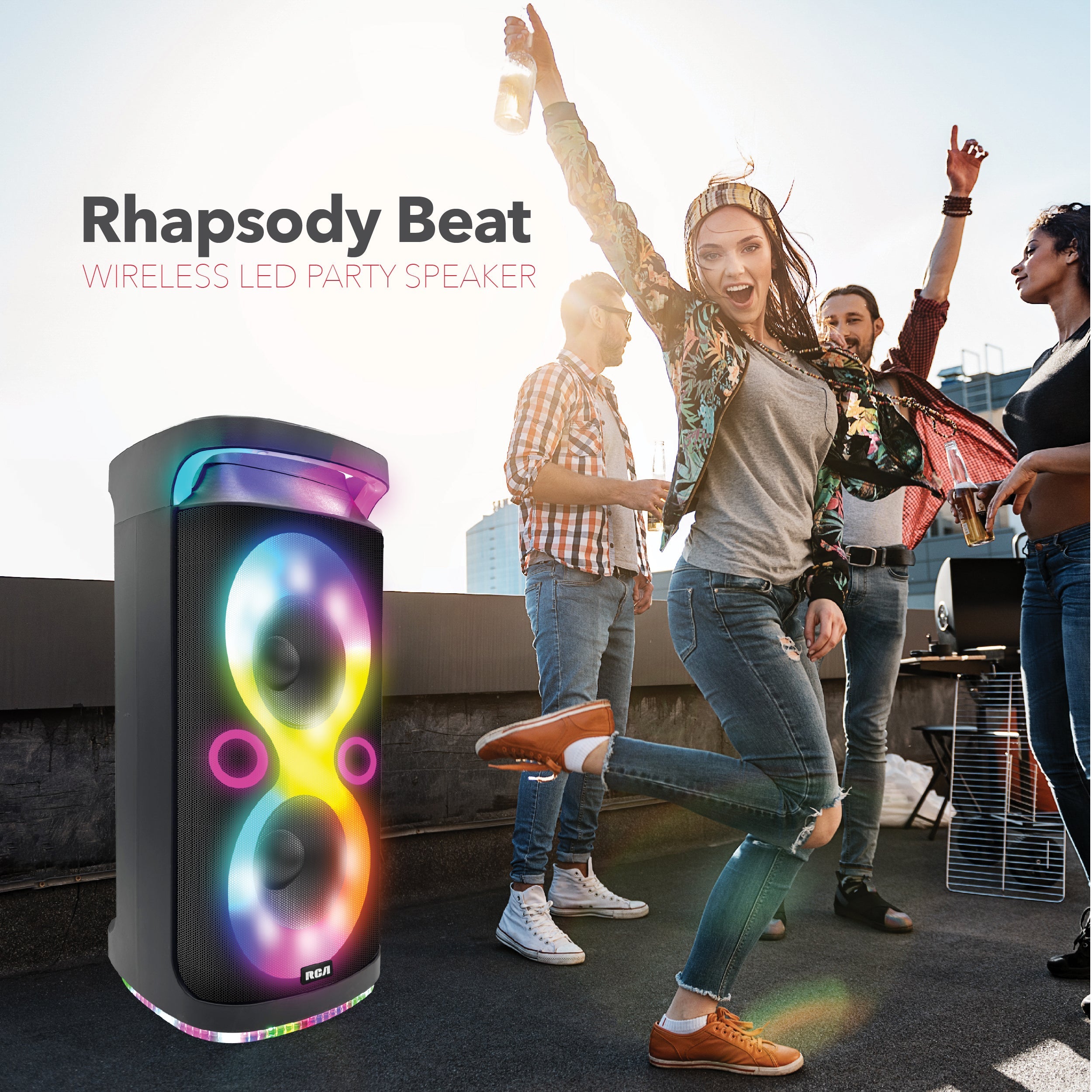 RCA Disco 2108 Flame Effect Bluetooth Party Speaker with Dual 8