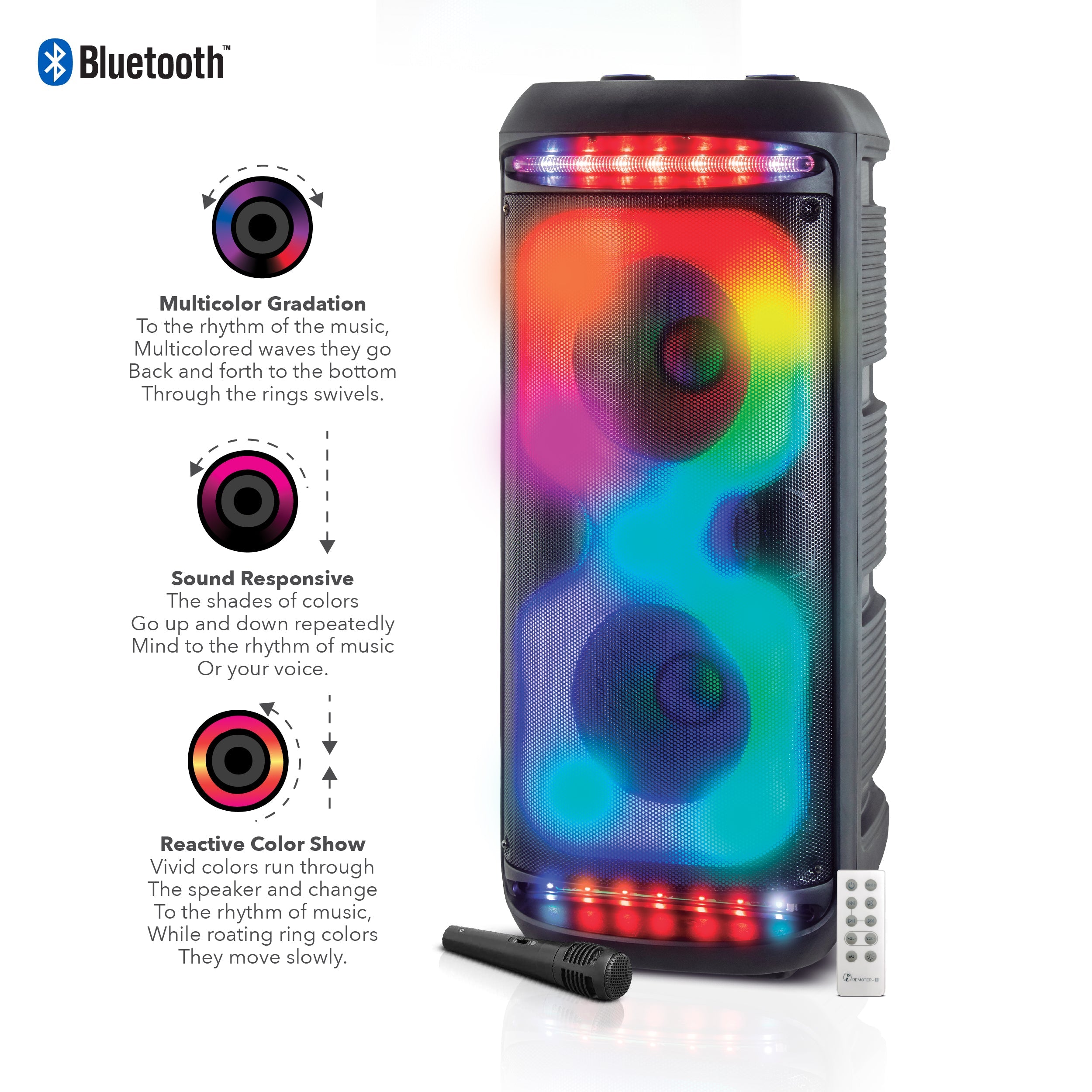 RCA Disco 2110 Flame Effect Bluetooth Party Speaker with Dual 8