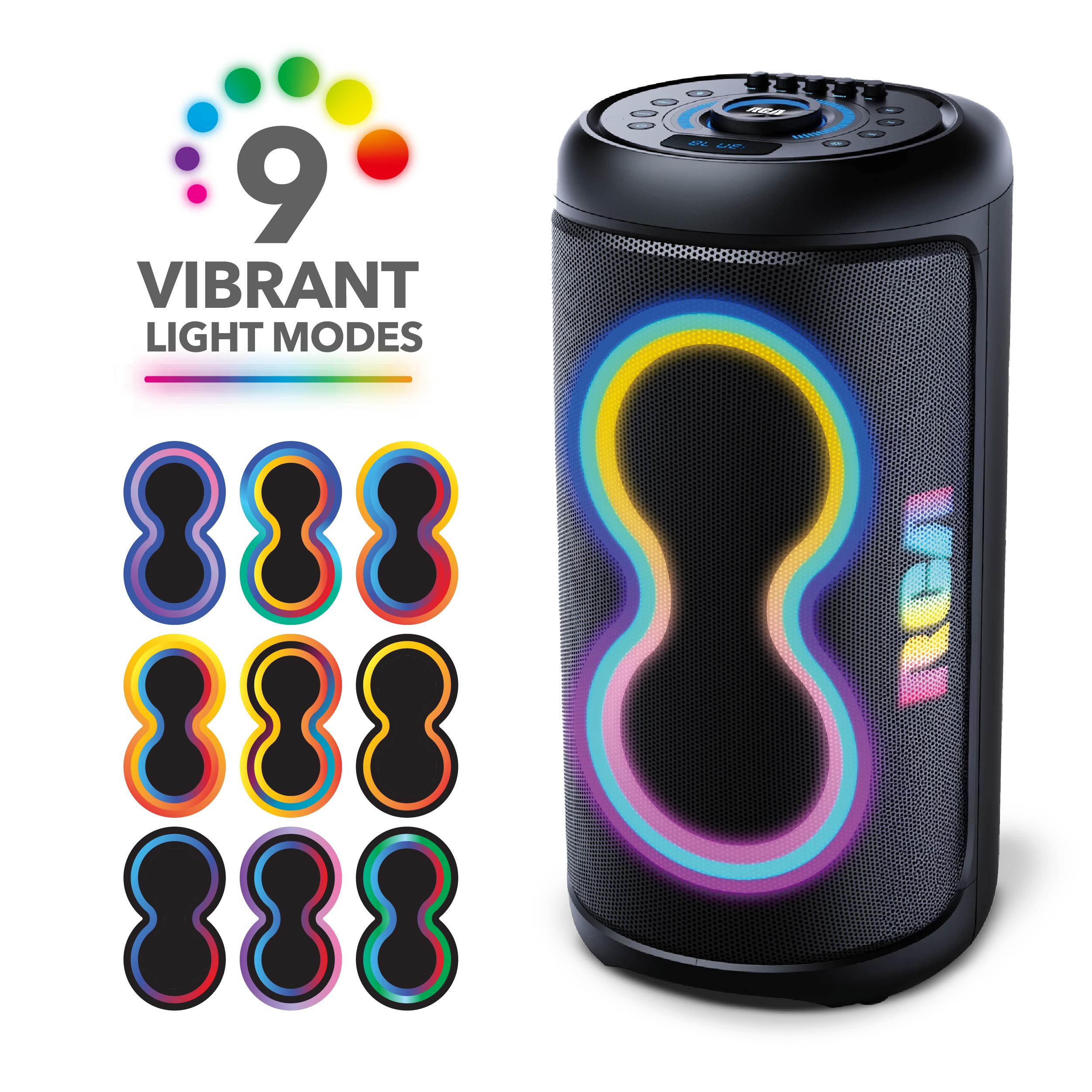 RCA BEAT-88 Portable Bluetooth Speaker Wireless Karaoke Speaker with Mic & RGB Light