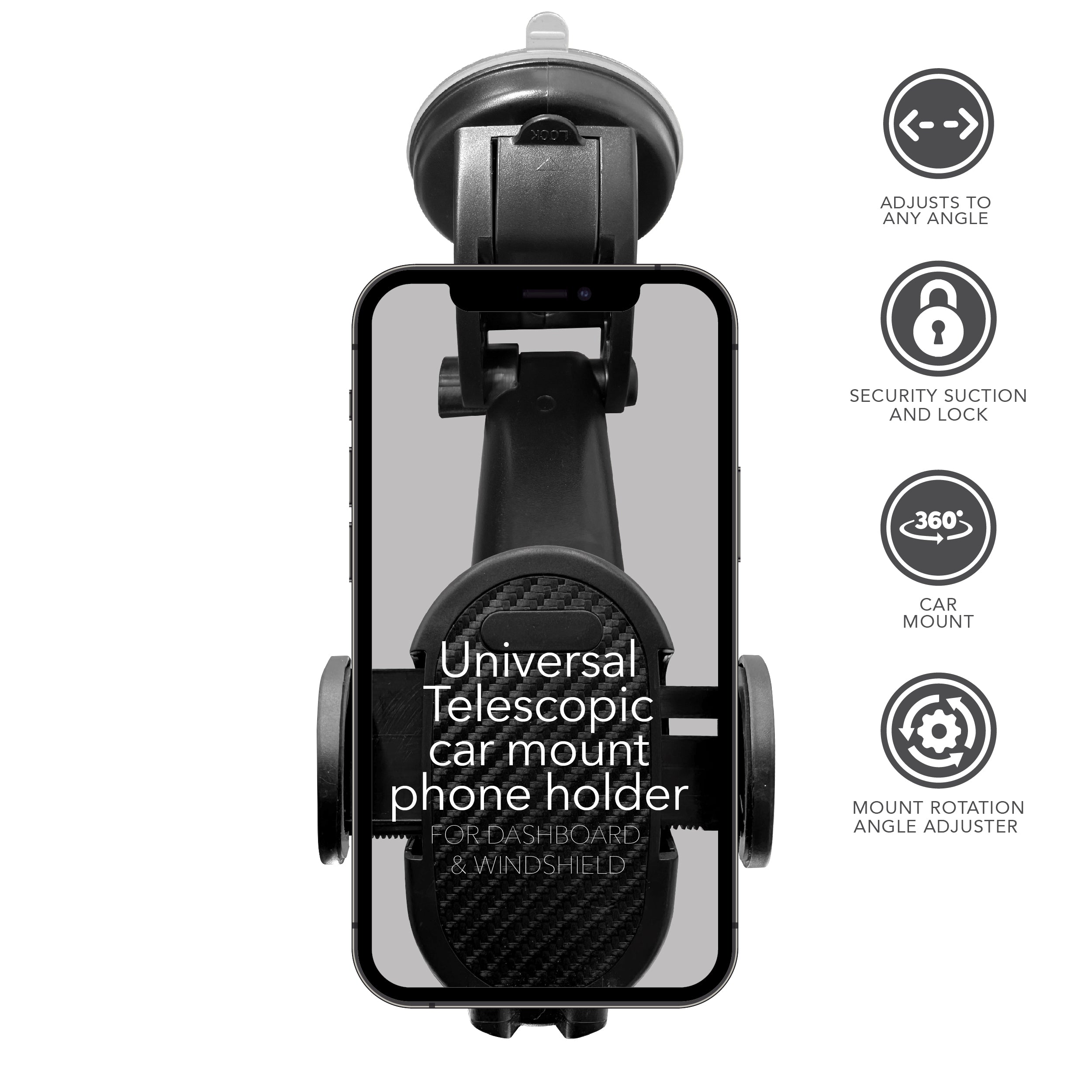 RCA CM-11 2-in-1 Universal Car Phone Holder for Dashboard & Windshield