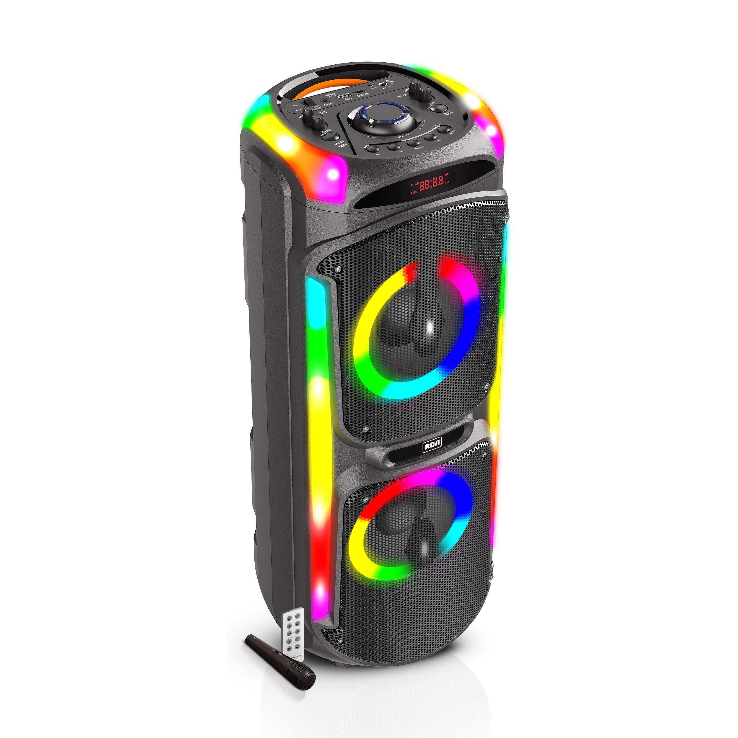 RCA Disco 88 Flame Effect Bluetooth Party Speaker with Dual 8