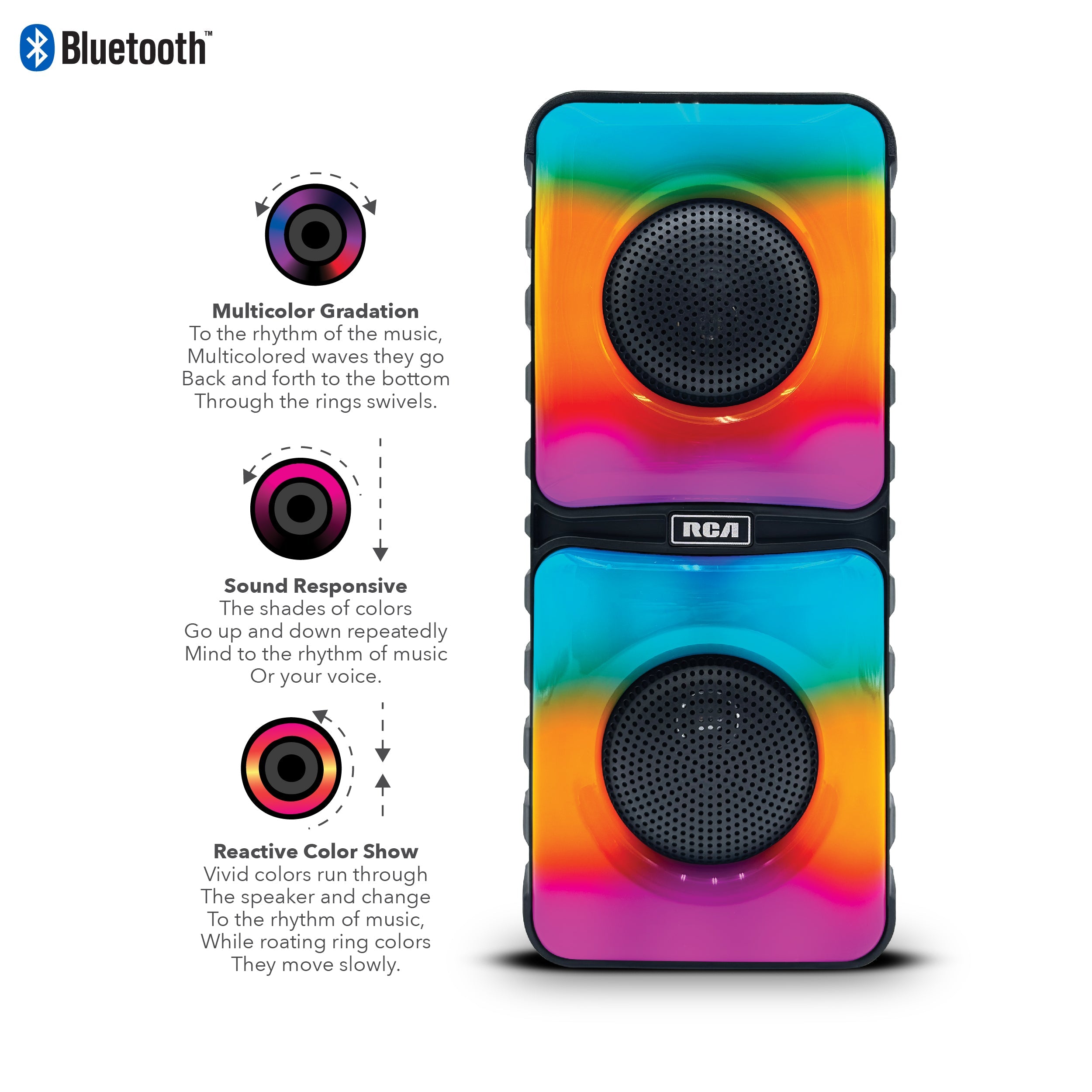 RCA Disco 204 Flame Effect Bluetooth Party Speaker with Dual 4