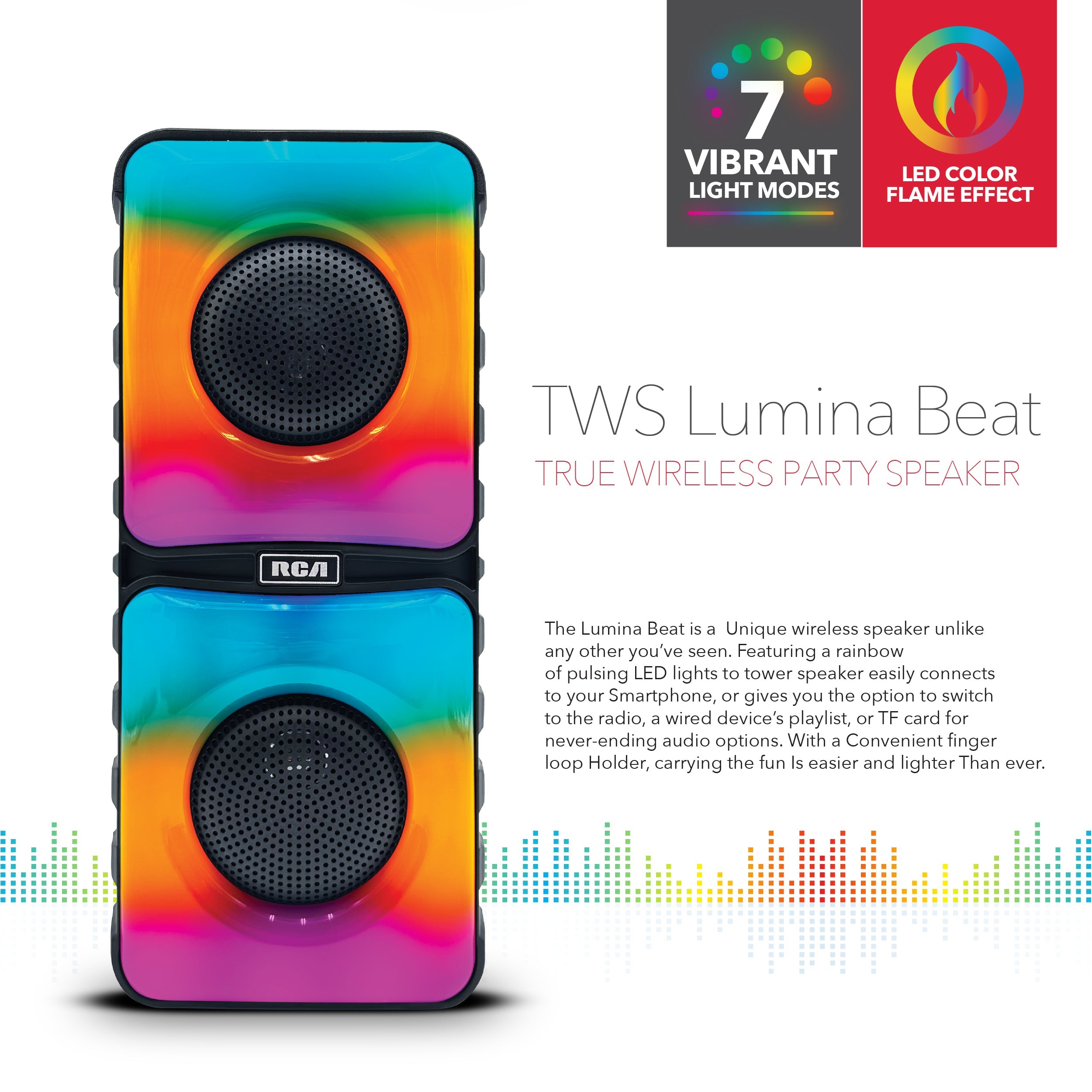 RCA Disco 204 Flame Effect Bluetooth Party Speaker with Dual 4