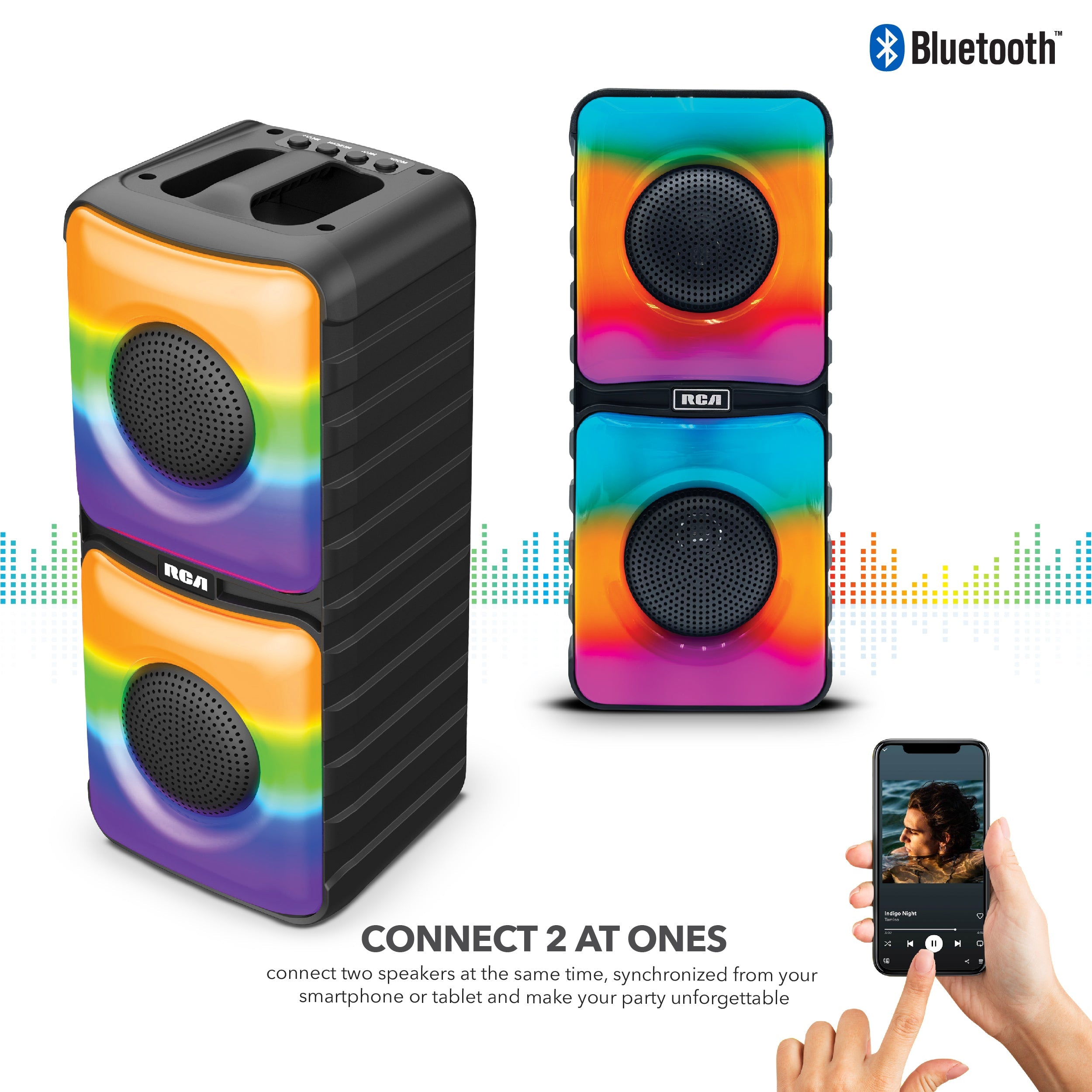 RCA Disco 204 Flame Effect Bluetooth Party Speaker with Dual 4