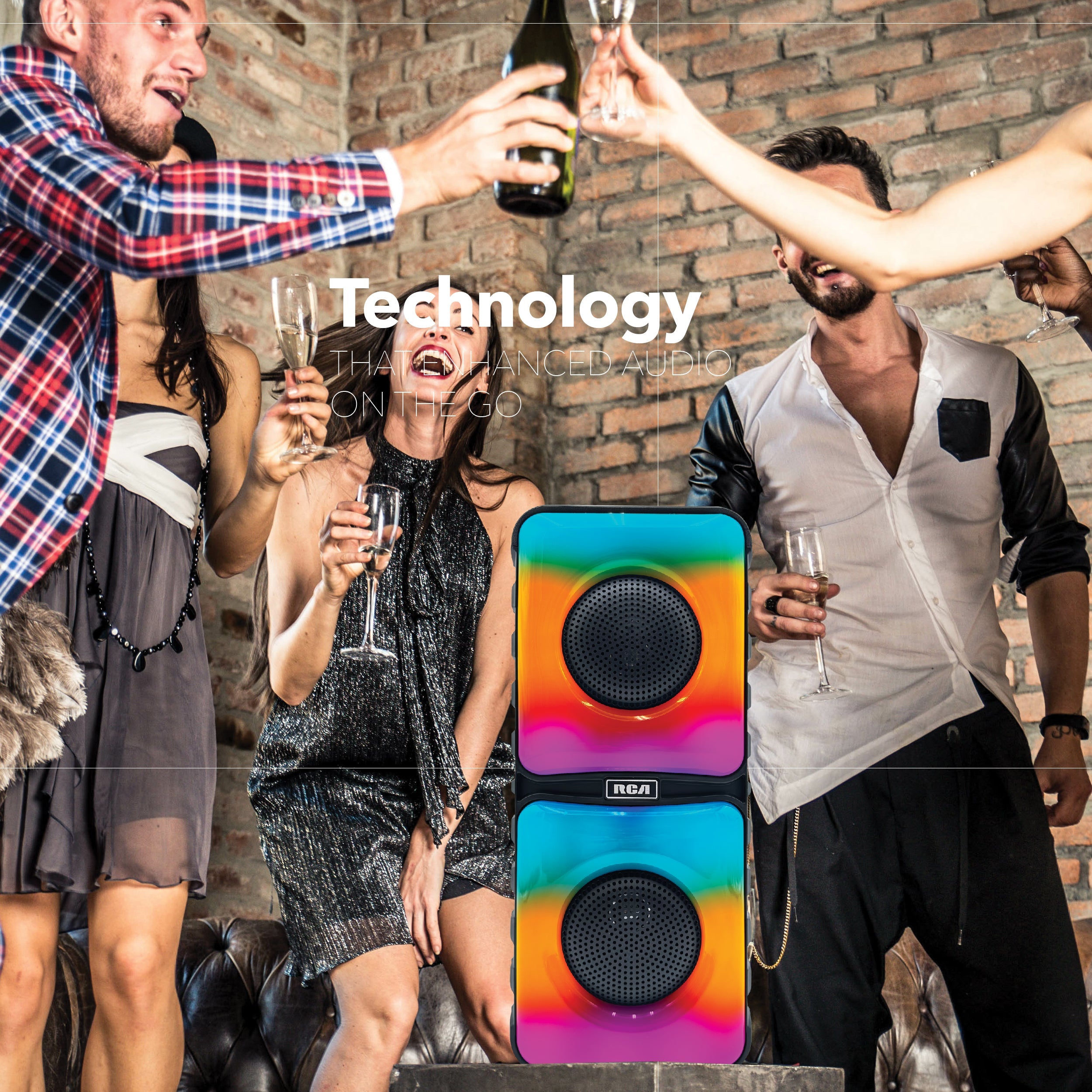 RCA Disco 204 Flame Effect Bluetooth Party Speaker with Dual 4