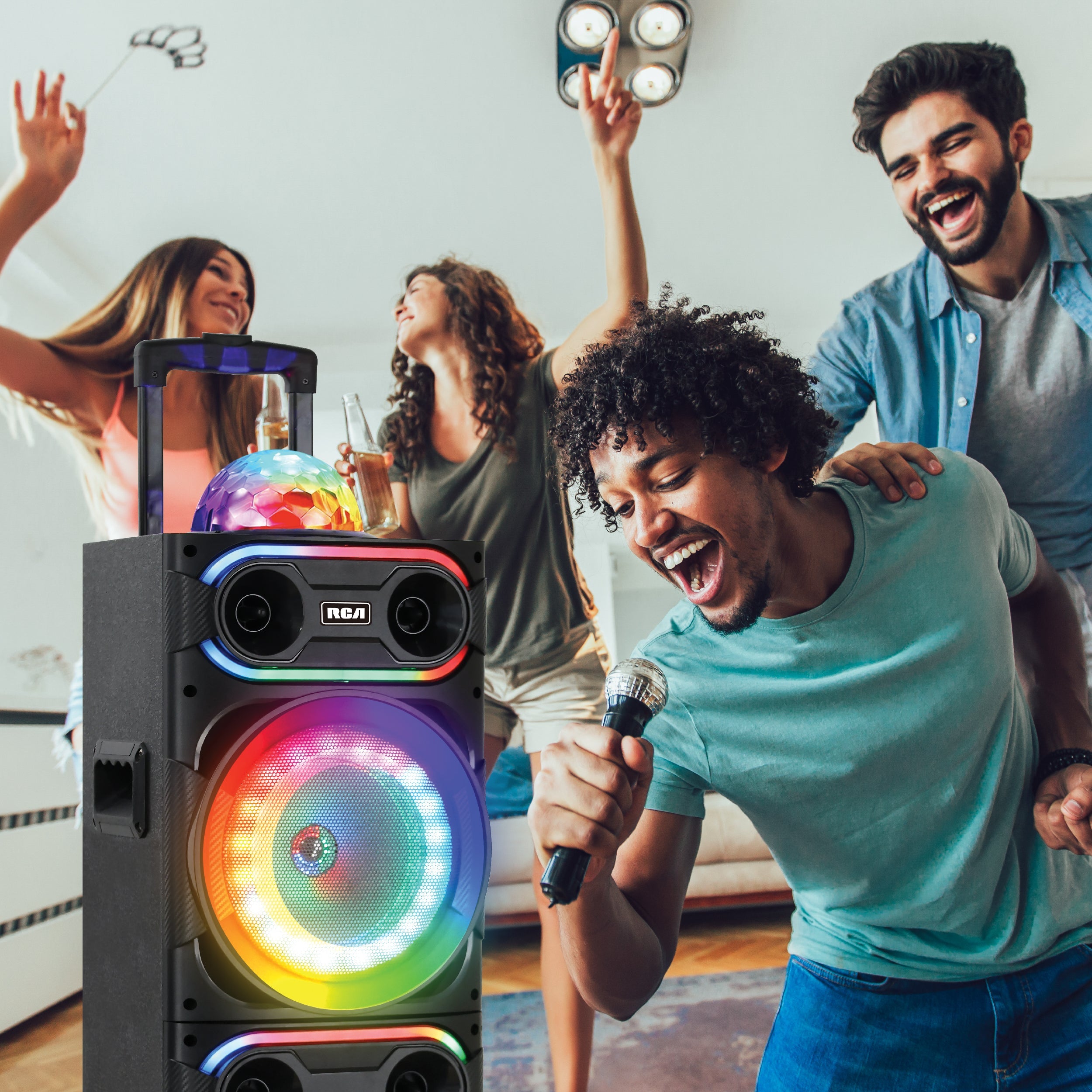 RCA Disco 208 Flame Effect Bluetooth Party Speaker with Dual 8