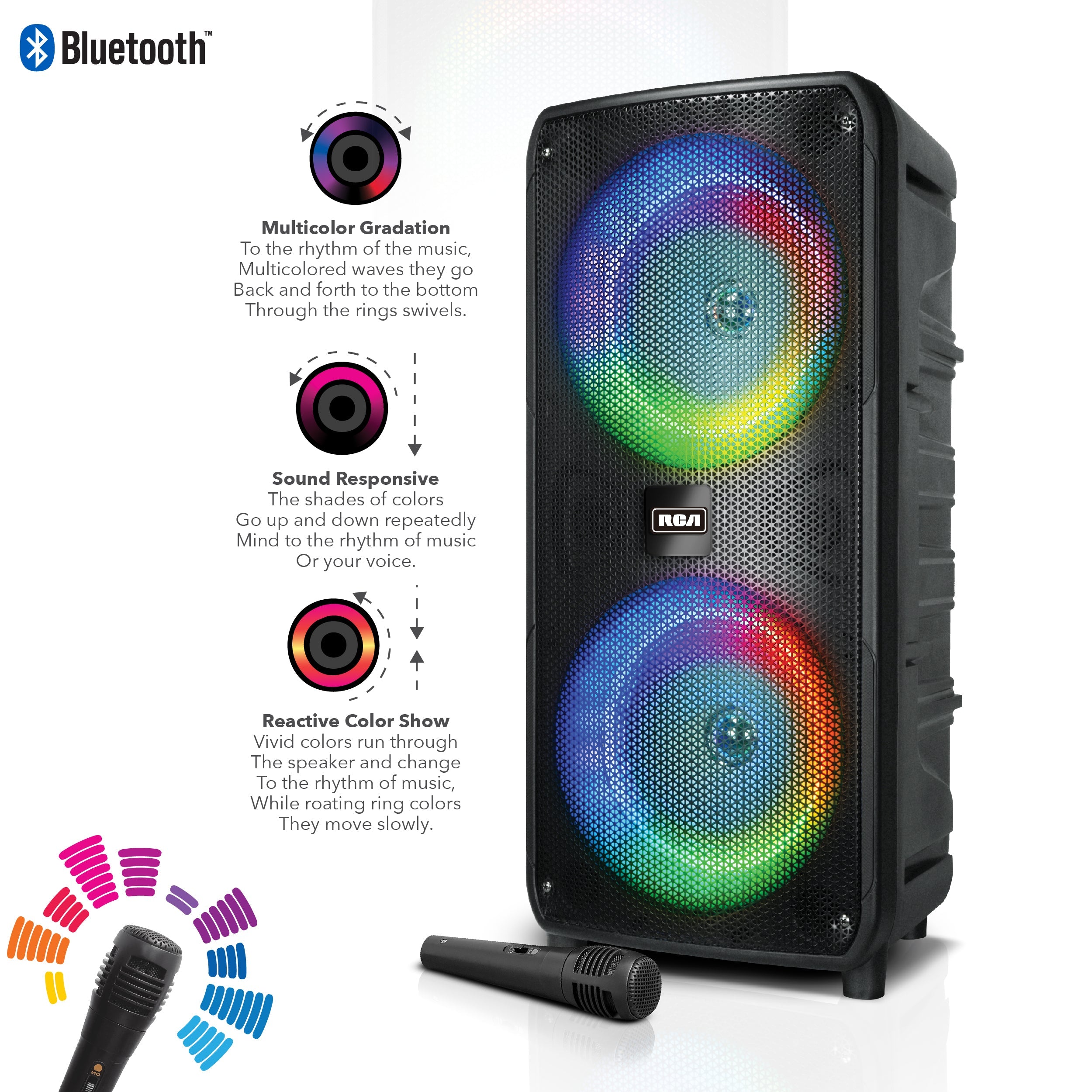 RCA Disco 8 RGB Wireless Party Speaker with Dual 8