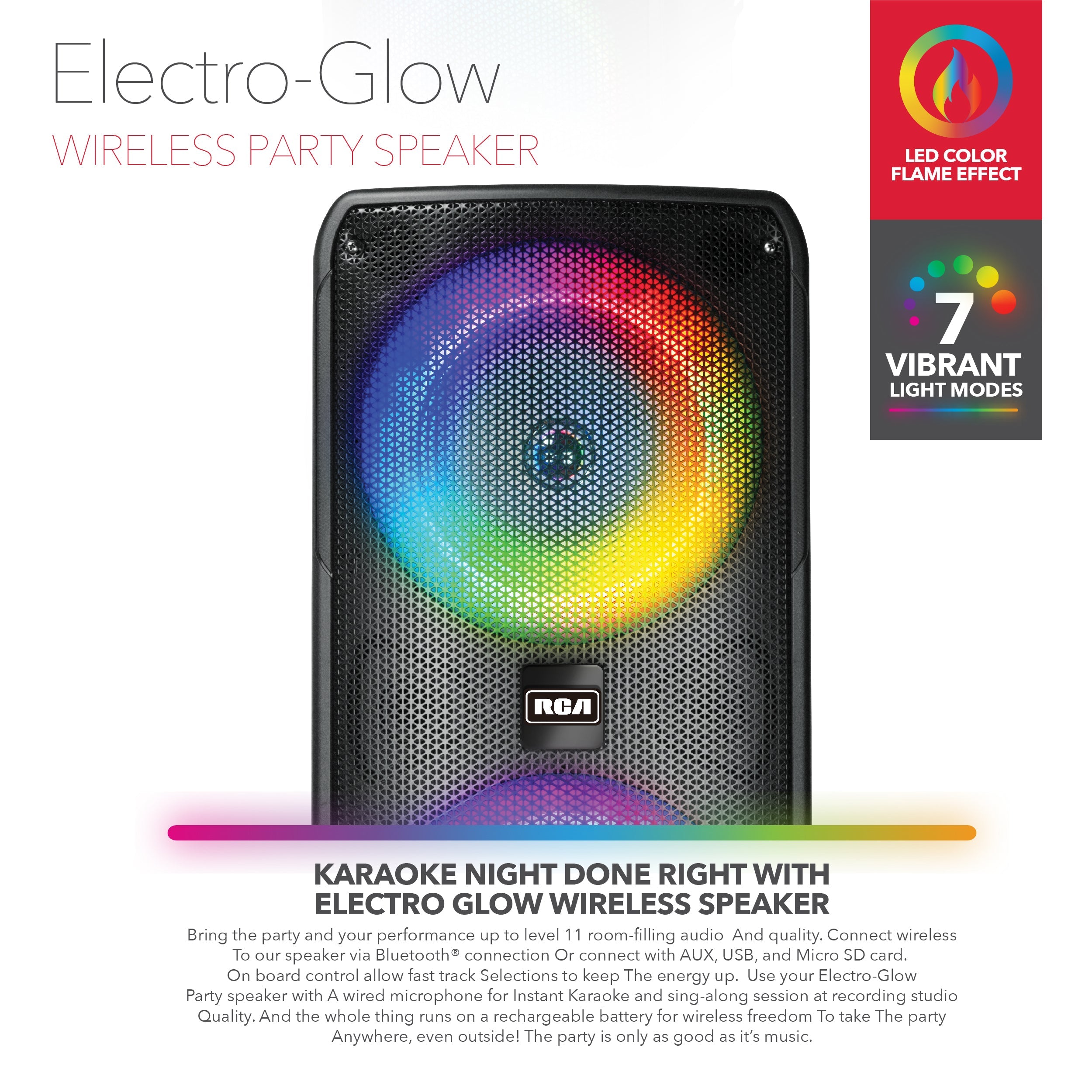 RCA Disco 8 RGB Wireless Party Speaker with Dual 8