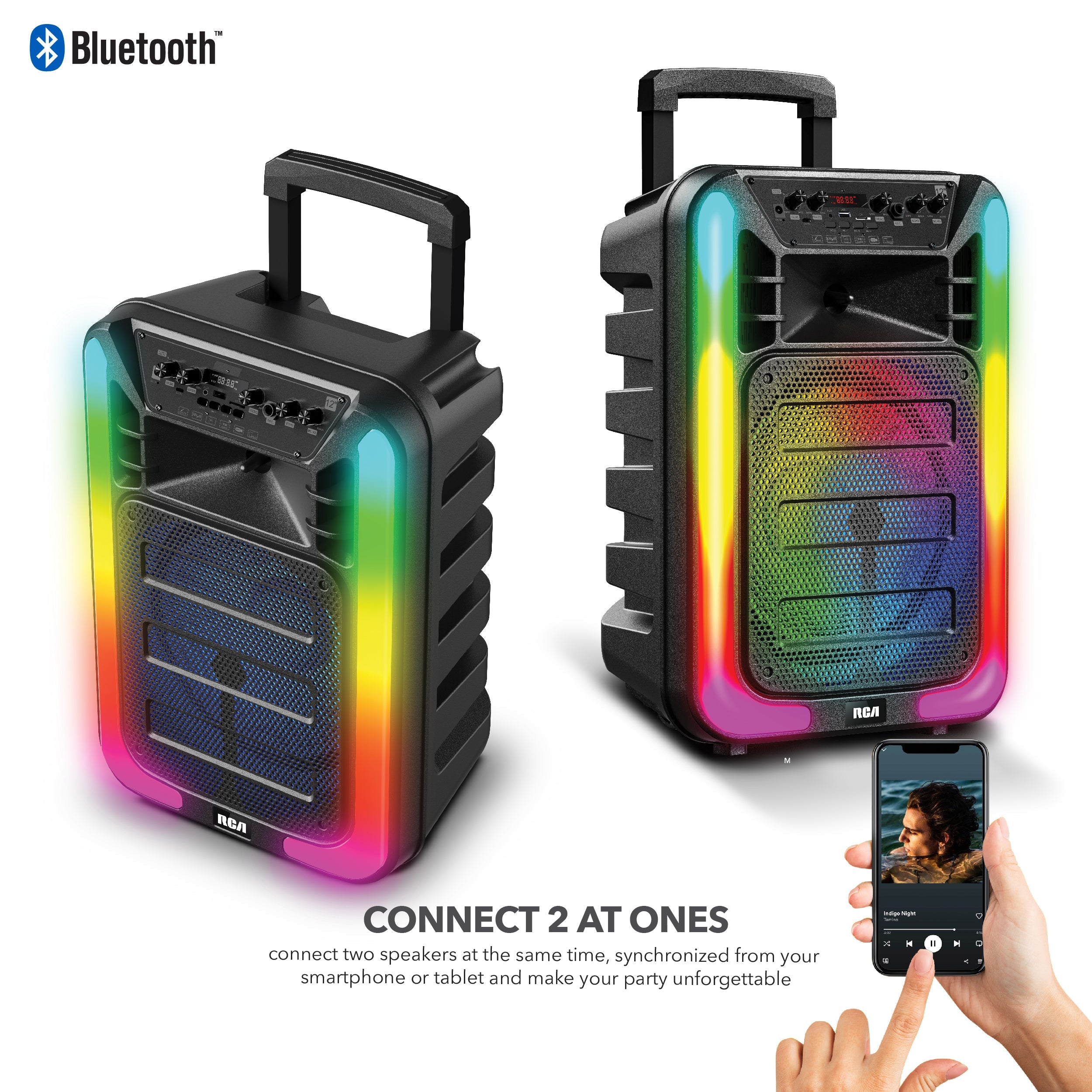 RCA Disco 15 Flame Effect Bluetooth Party Speaker with 15