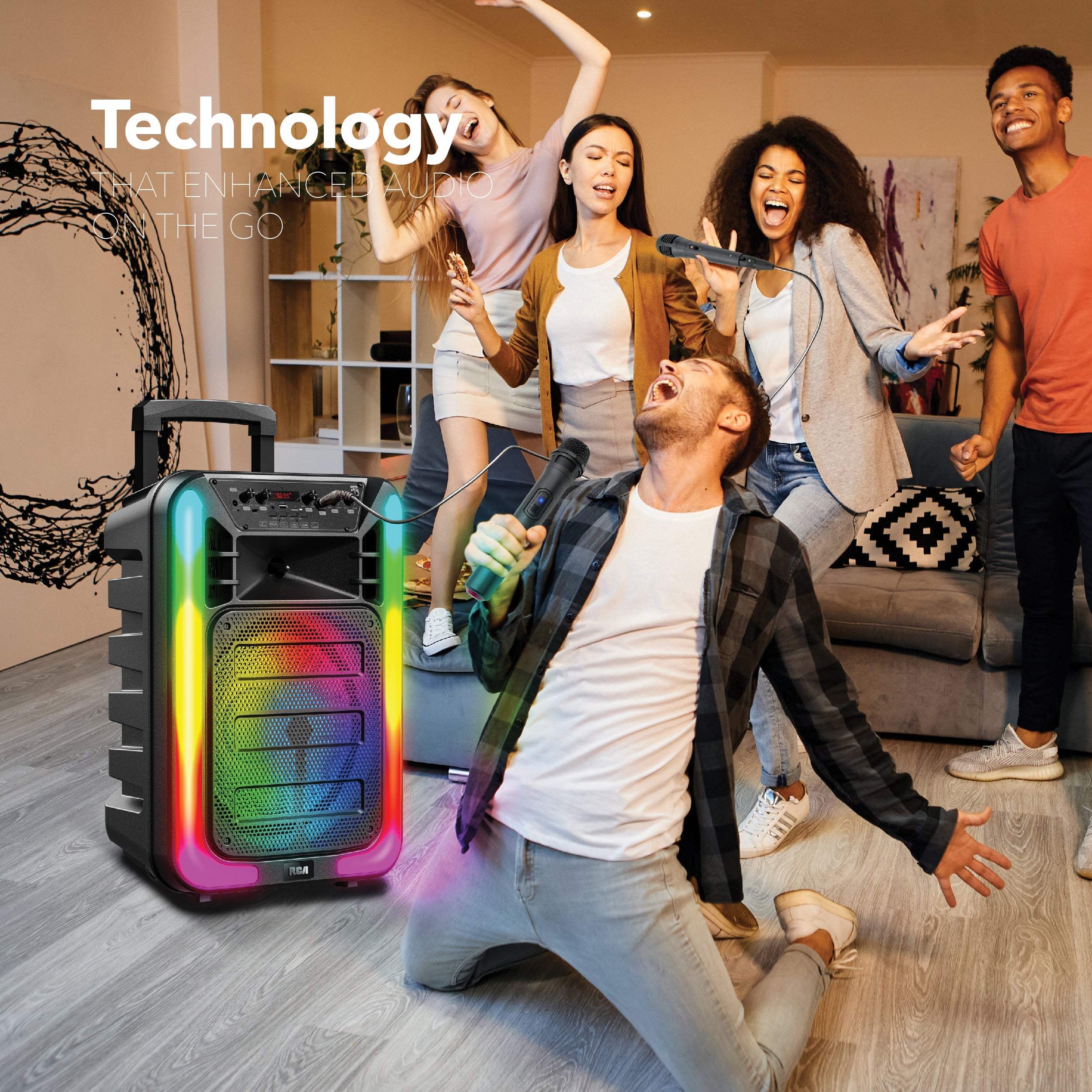 RCA Disco 15 Flame Effect Bluetooth Party Speaker with 15