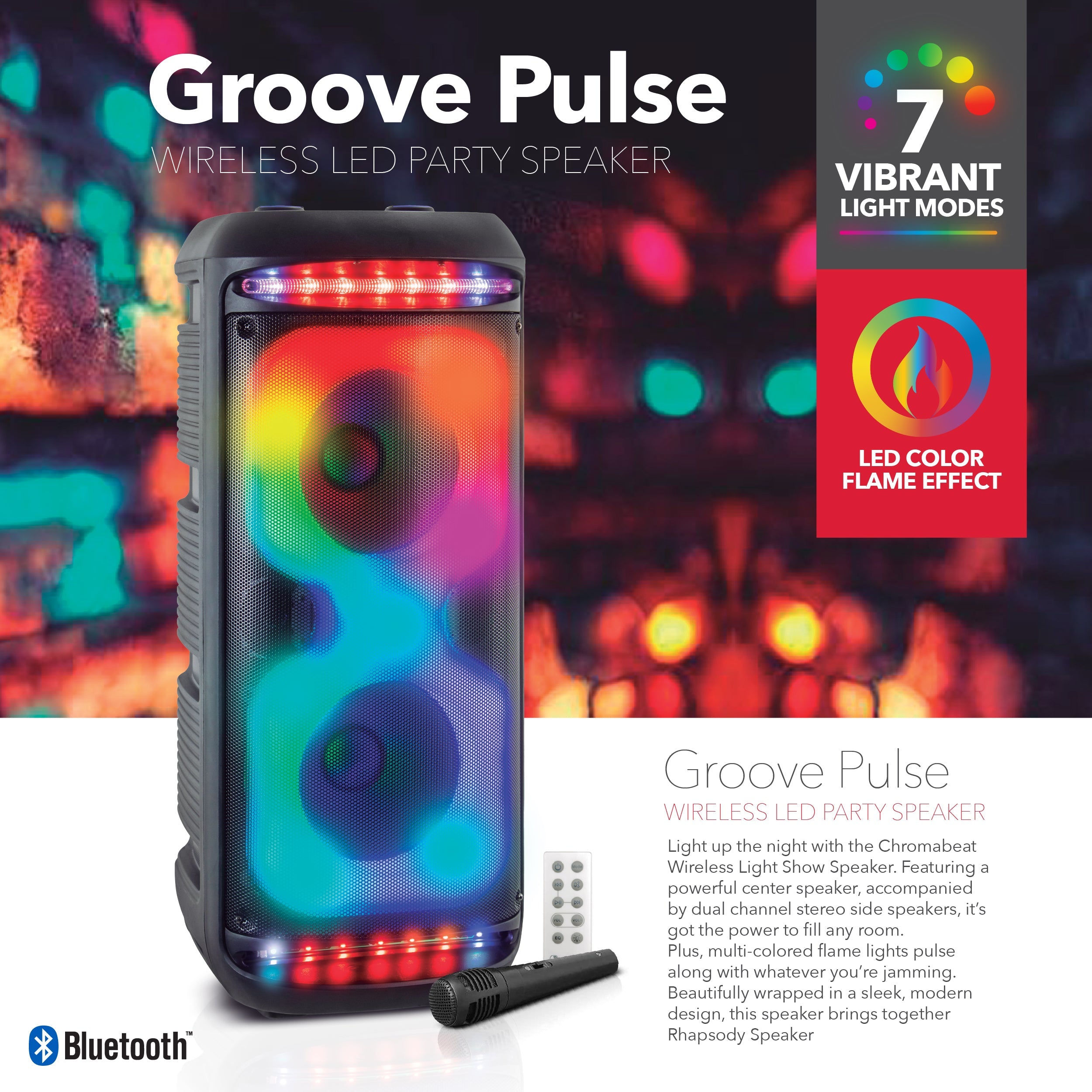 RCA Disco 2110 Flame Effect Bluetooth Party Speaker with Dual 8