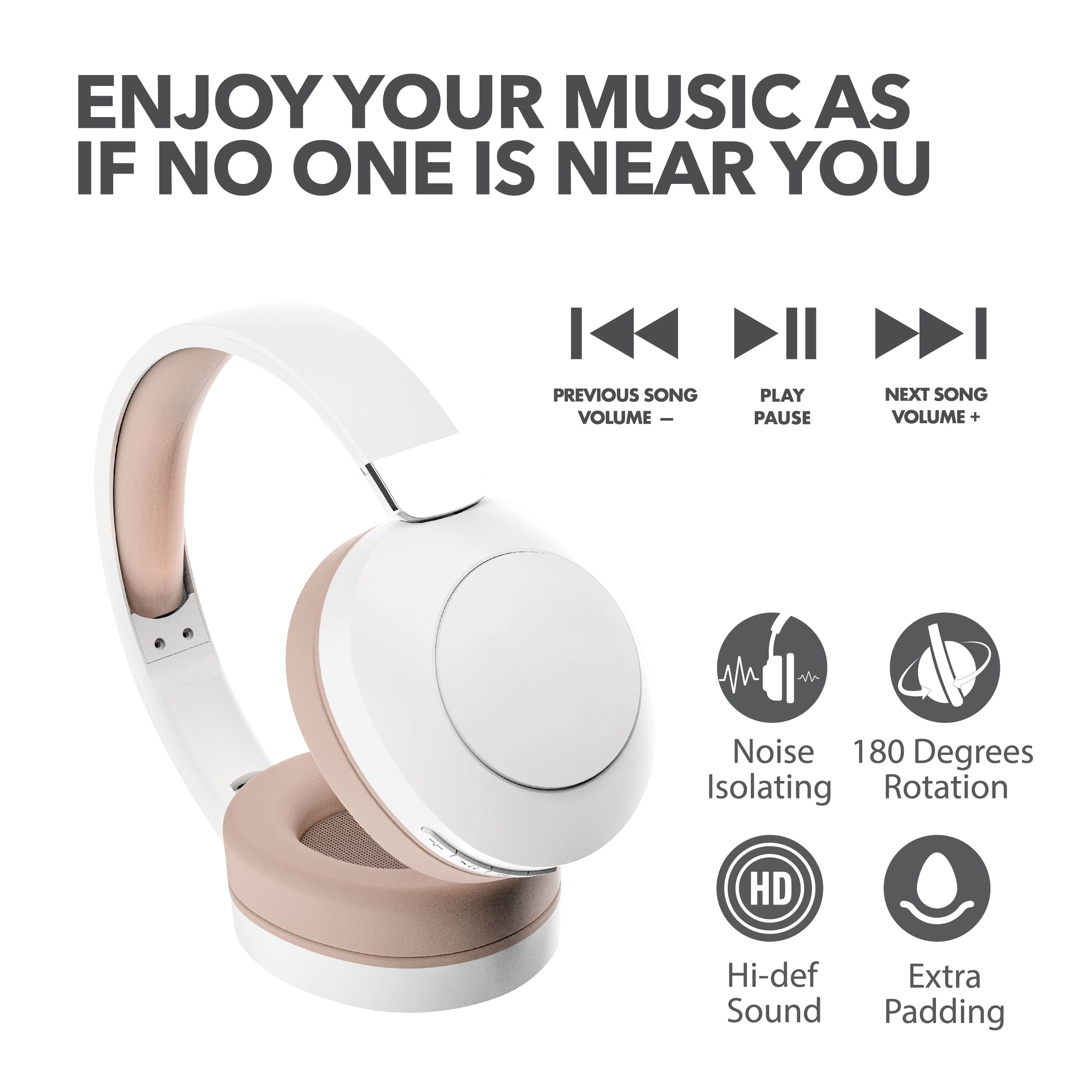 RCA Wave-54 Wireless Over-Ear Bluetooth Headphones, 12H Playtime, Hi-Res Audio