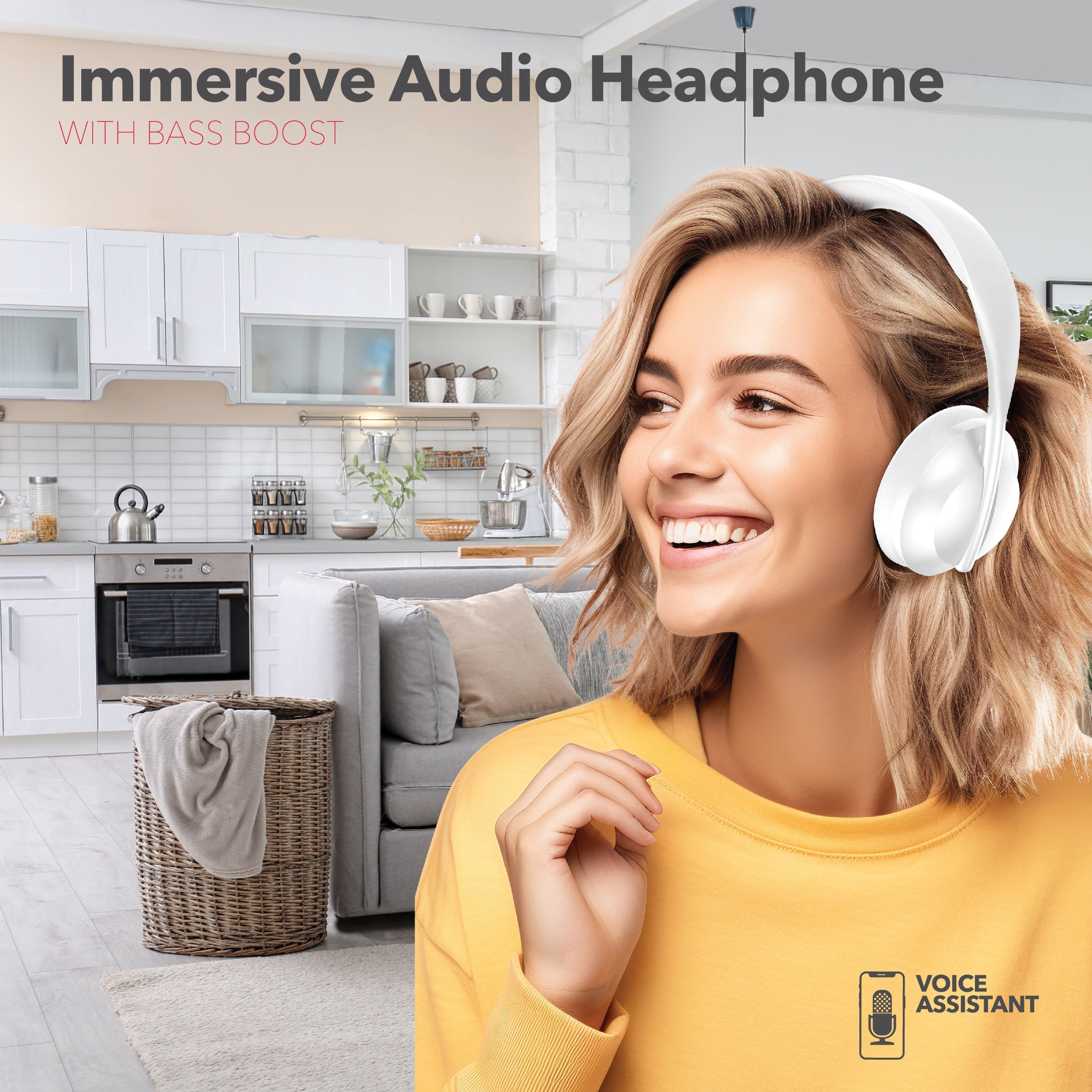 RCA Wave-55 Wireless Over-Ear Bluetooth Headphones, 12H Playtime, Hi-Resolution Audio