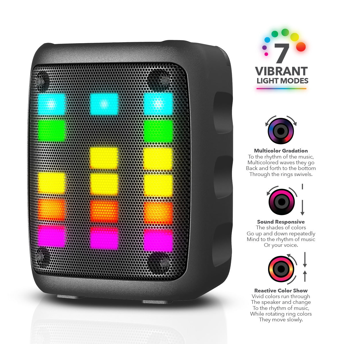 RCA Disco 103 RGB Wireless Mini Party Speaker with LED Show Lights and 3