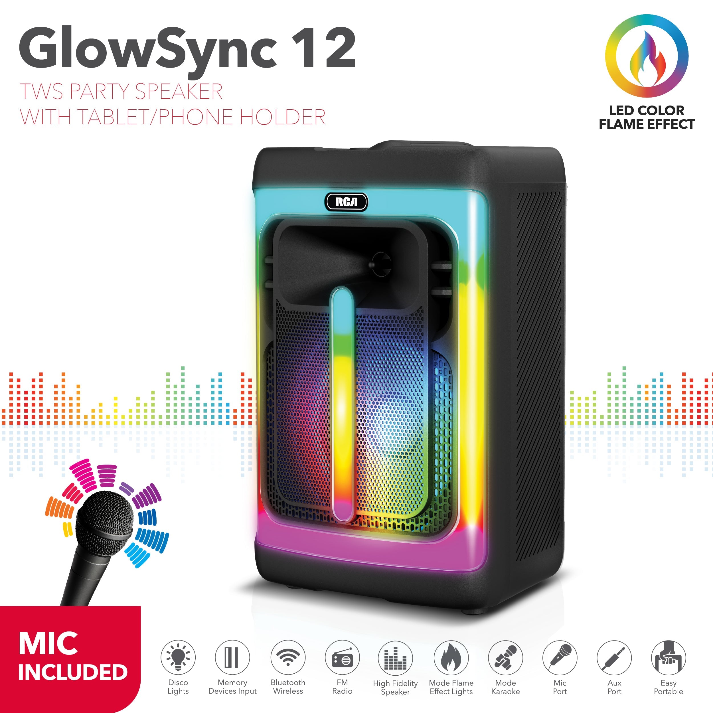 RCA FLAME-1212 Portable Bluetooth Speaker 12