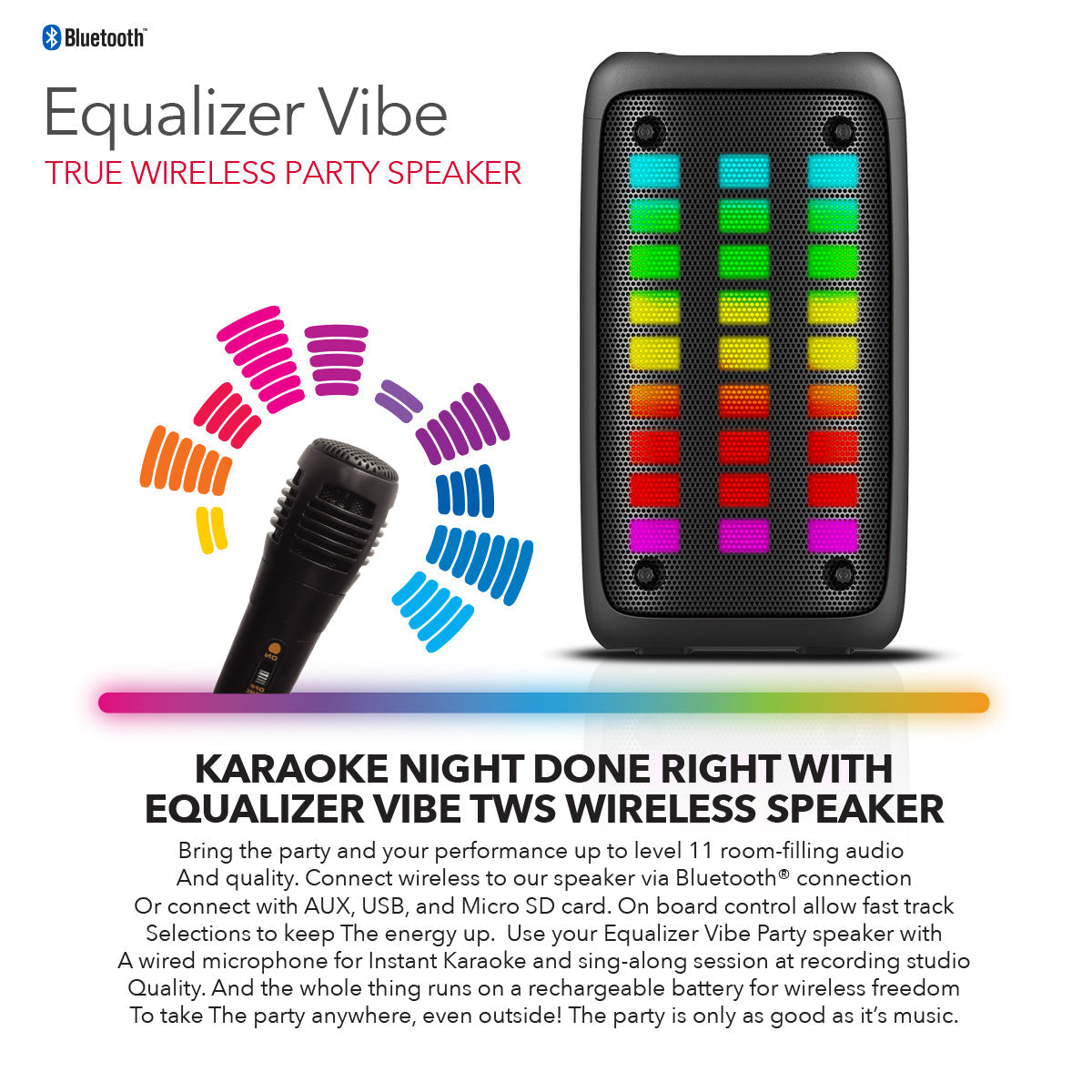 RCA Disco 203 RGB Wireless Party Speaker with Dual 3