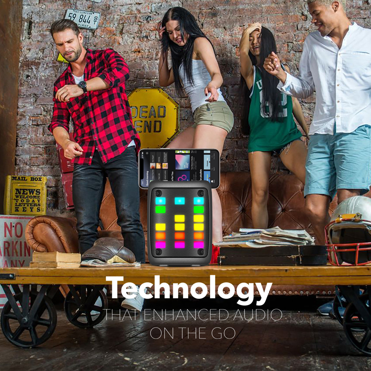 RCA Disco 103 RGB Wireless Mini Party Speaker with LED Show Lights and 3