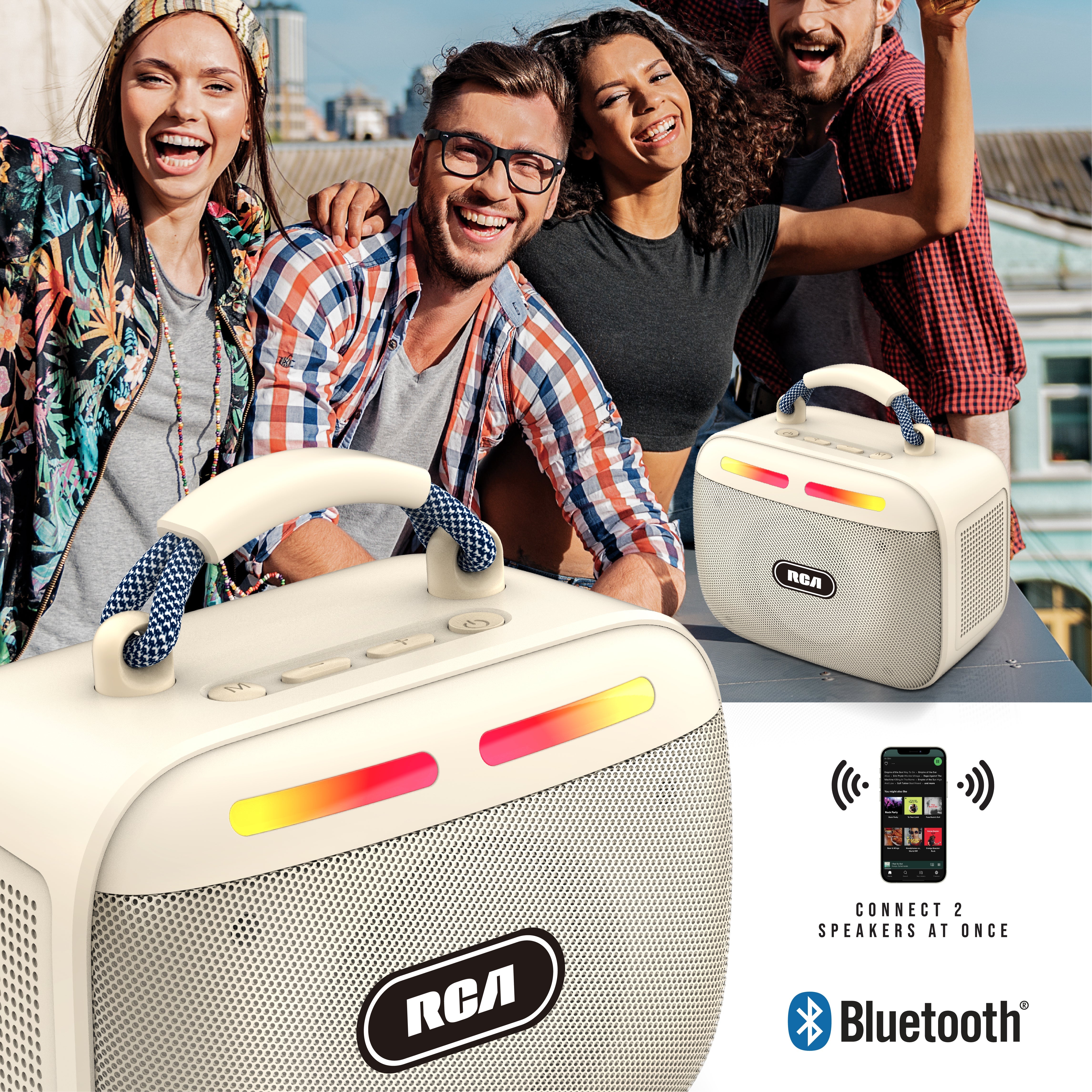 RCA FLEX-30 Portable Bluetooth Speaker with RGB Lights & 100-Min Playback