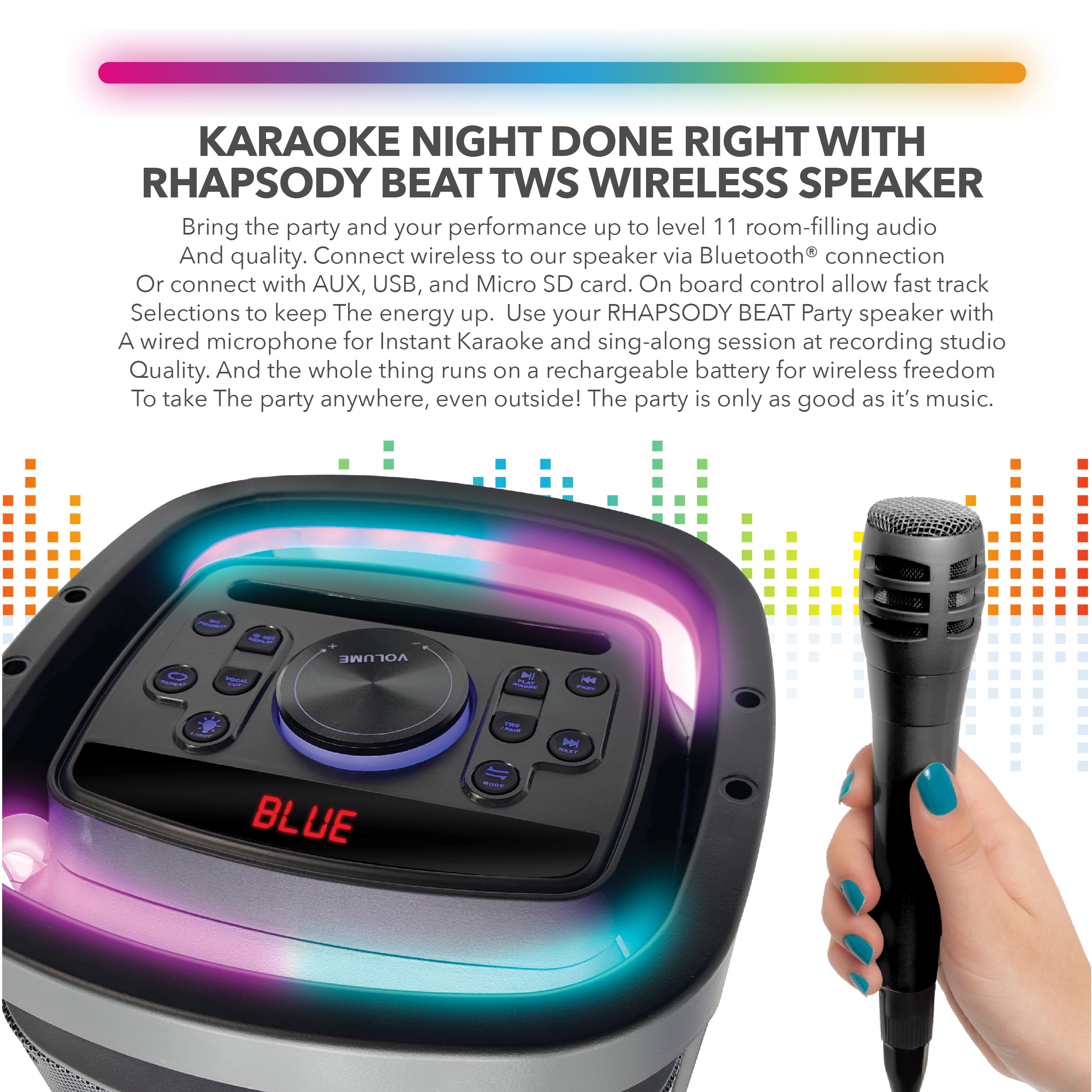 RCA Disco 2108 Flame Effect Bluetooth Party Speaker with Dual 8
