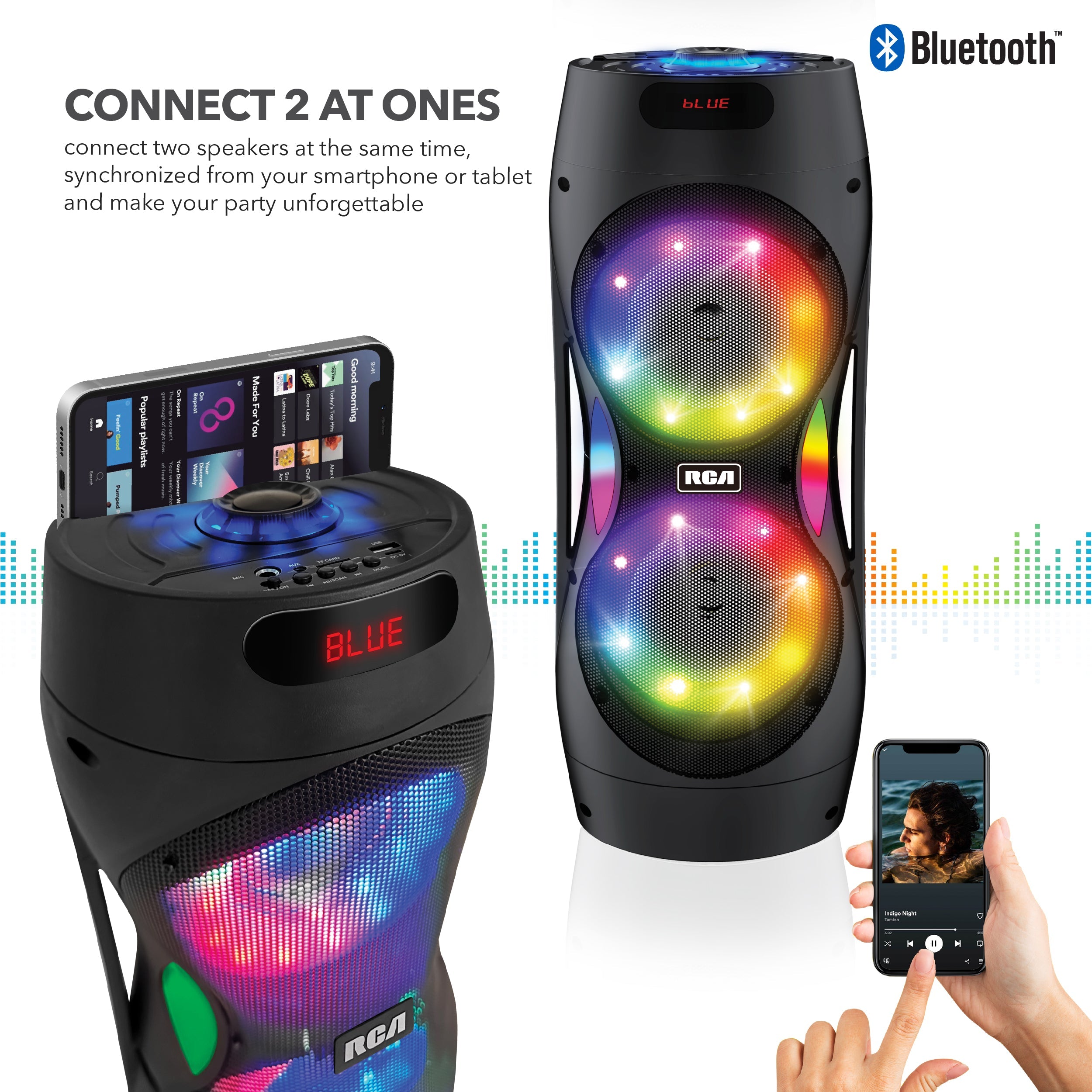 RCA Disco 206 RGB Wireless Party Speaker with Dual 6.5