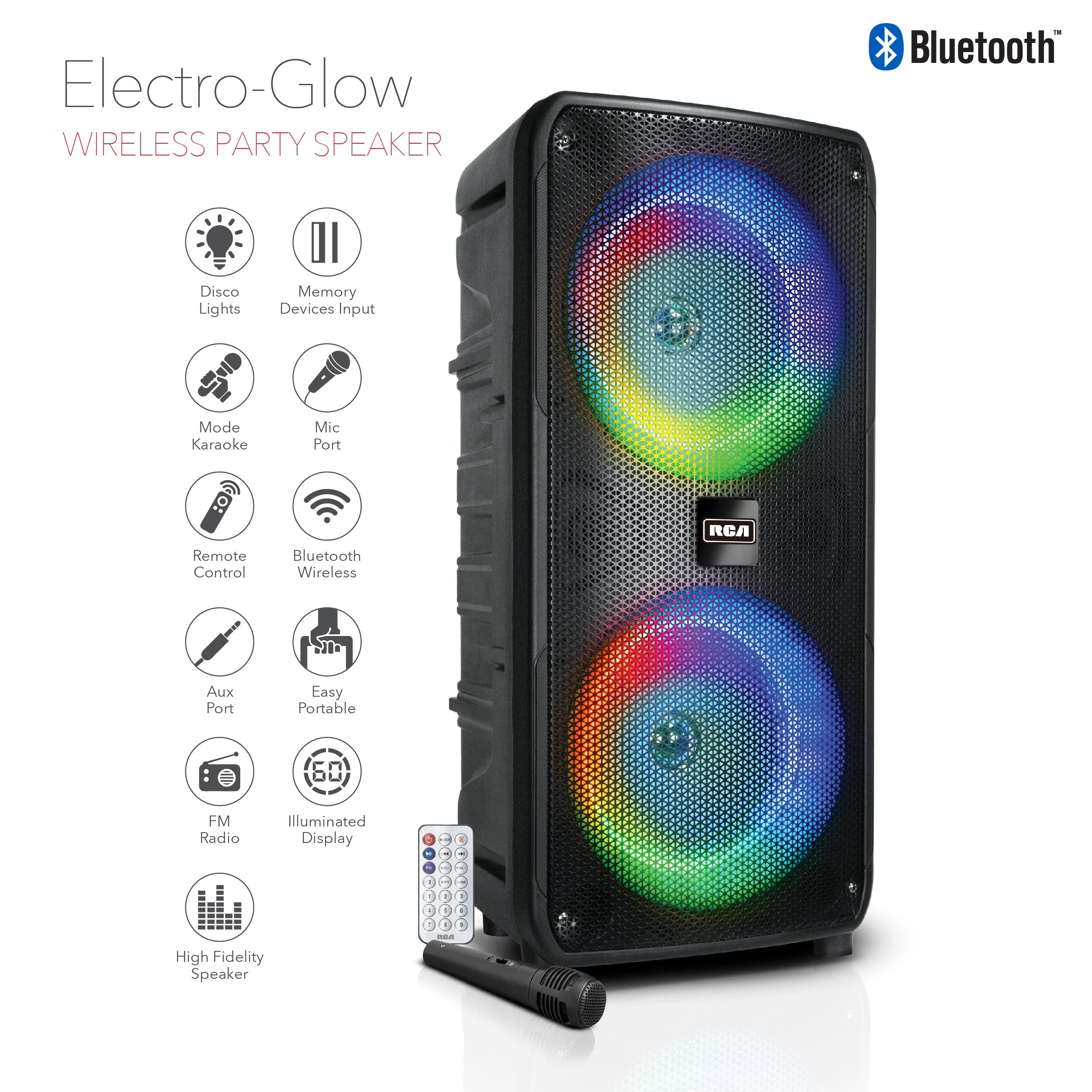 RCA Disco 8 RGB Wireless Party Speaker with Dual 8