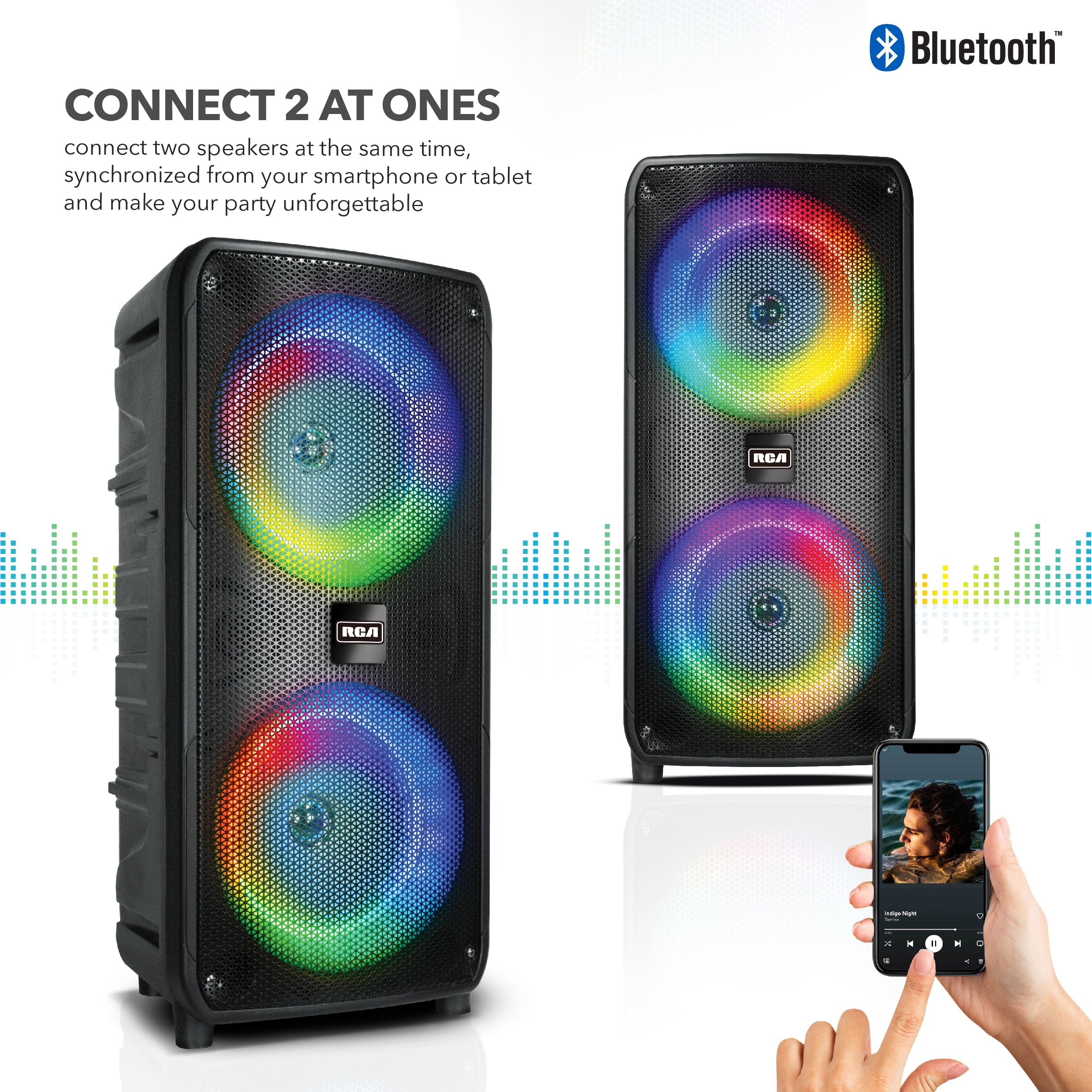 RCA Disco 8 RGB Wireless Party Speaker with Dual 8