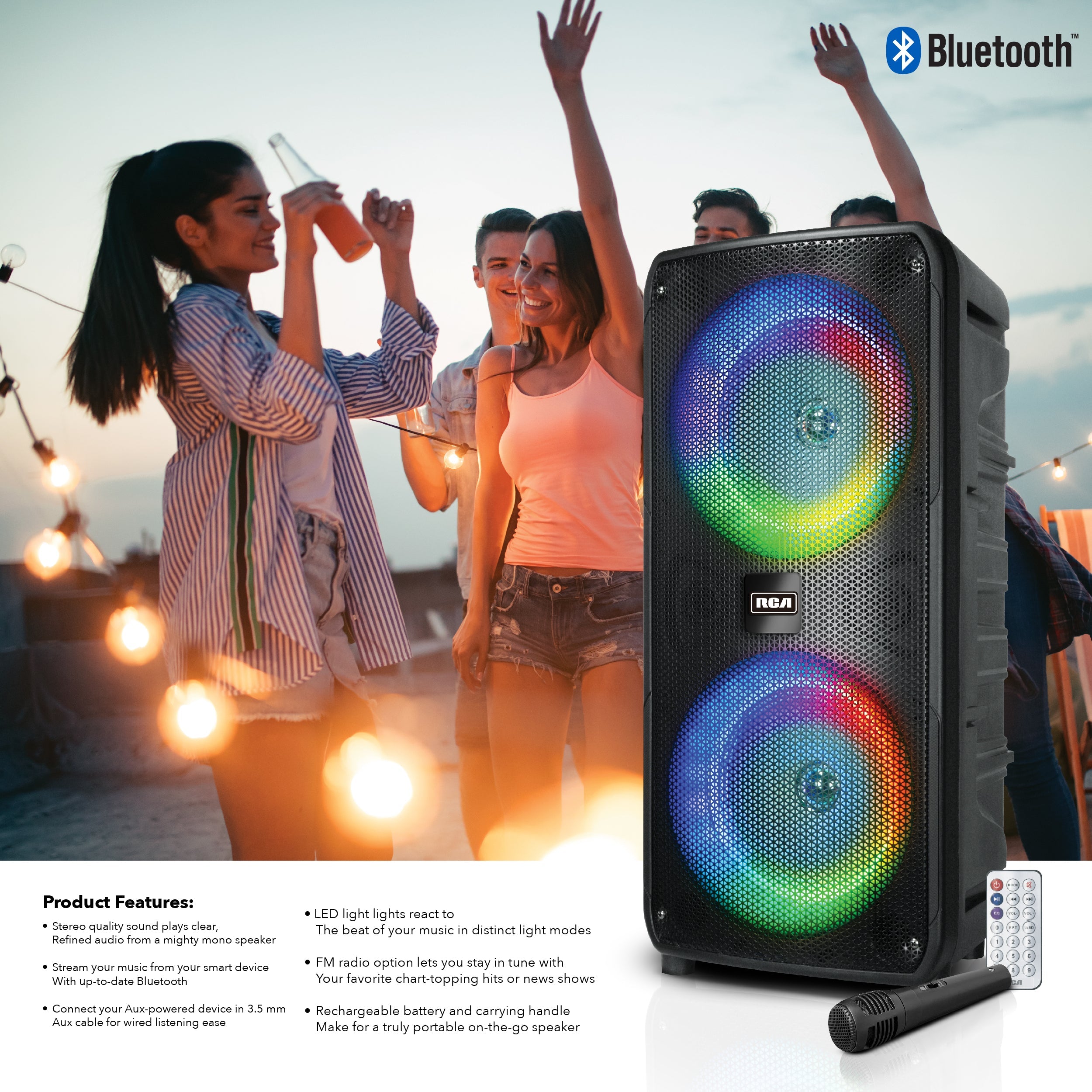 RCA Disco 8 RGB Wireless Party Speaker with Dual 8