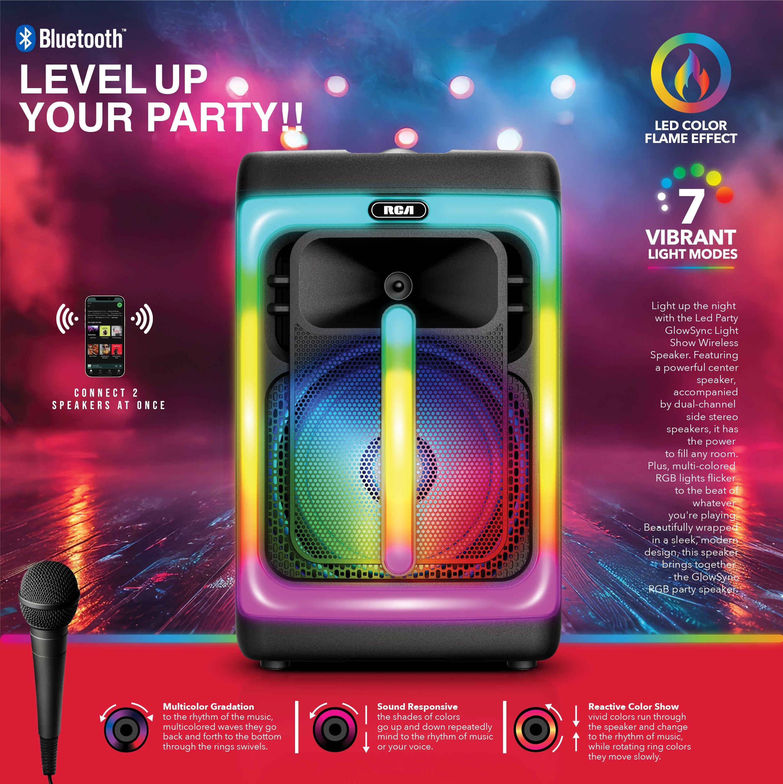 RCA FLAME-1212 Portable Bluetooth Speaker 12