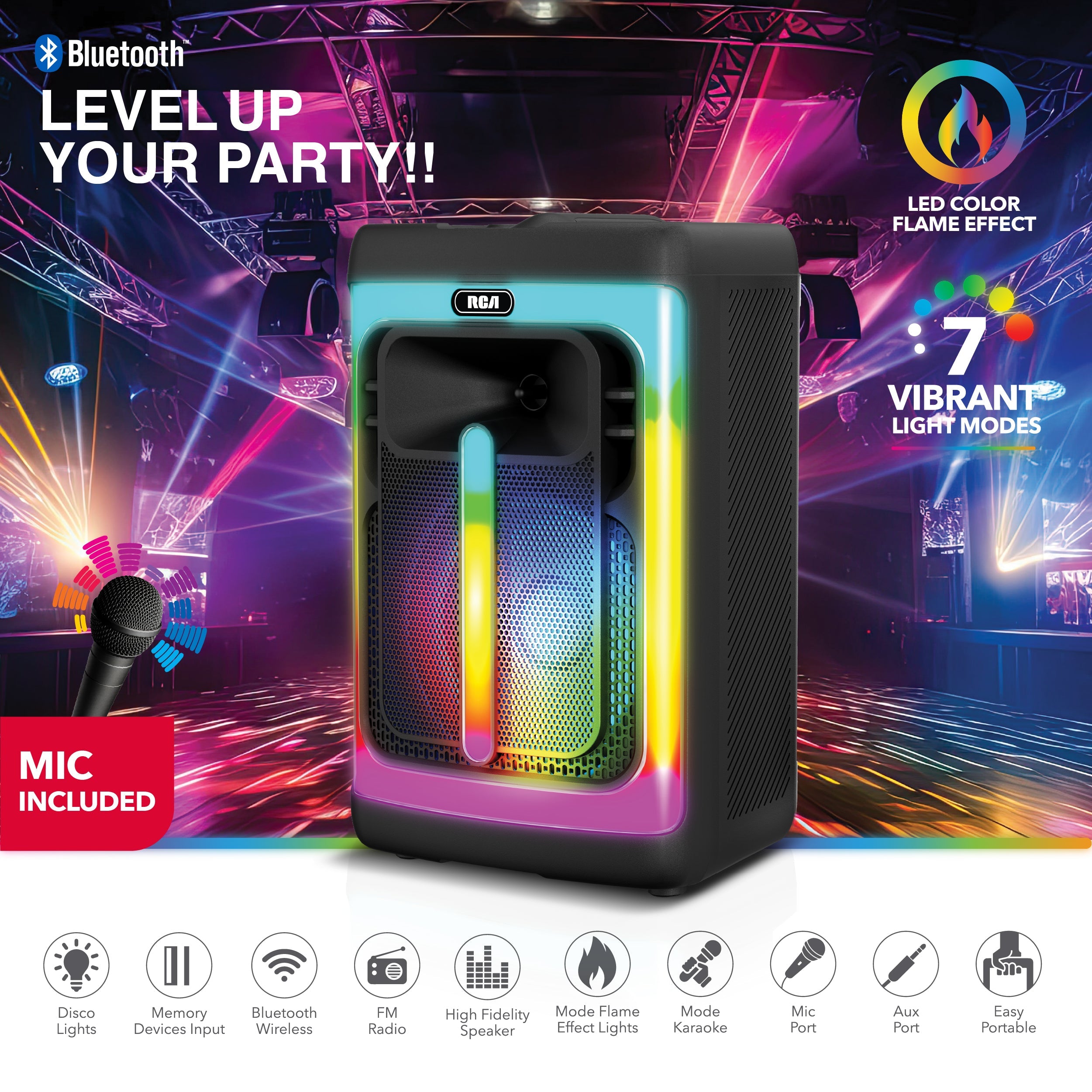 RCA FLAME-1212 Portable Bluetooth Speaker 12