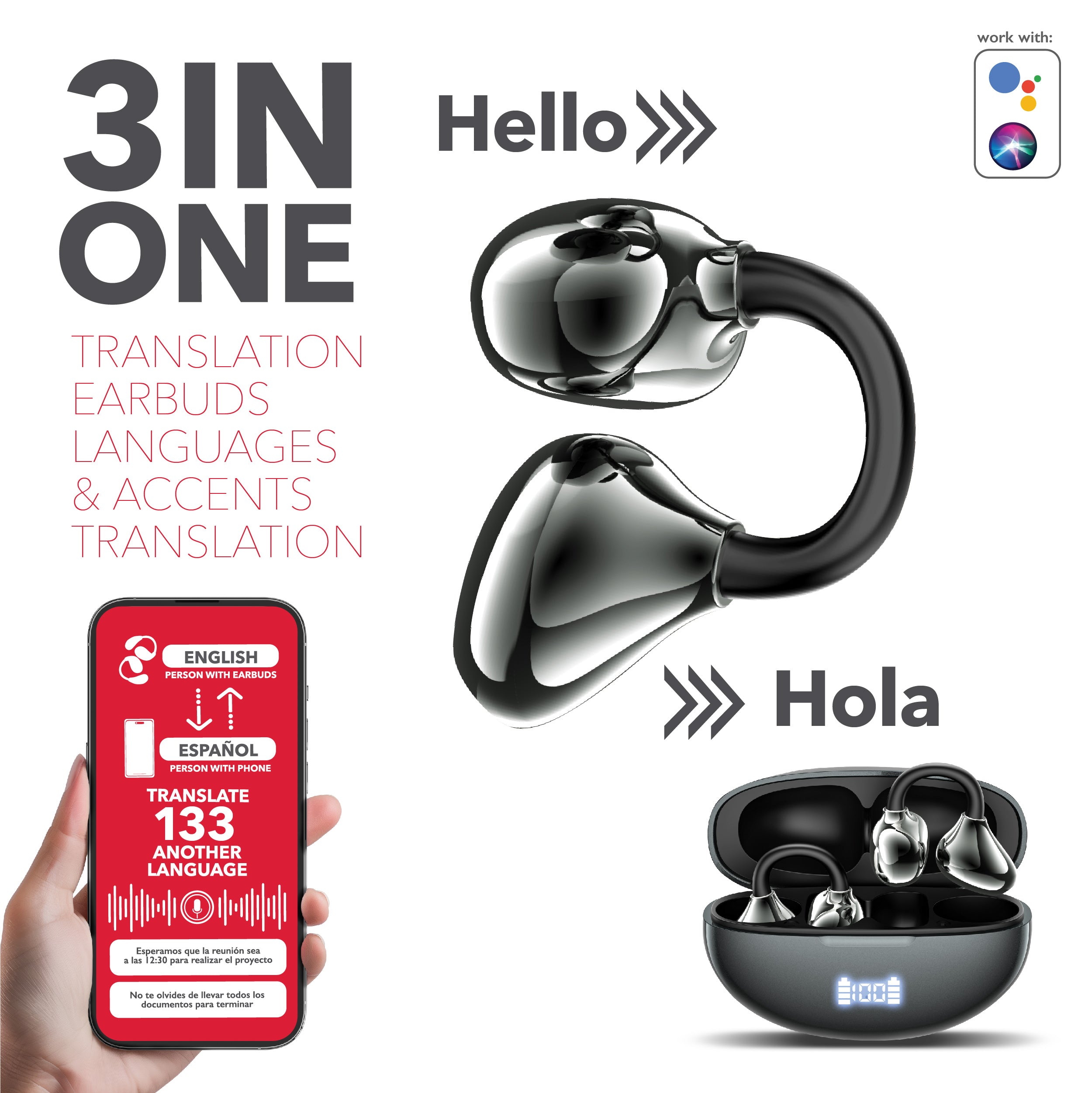 RCA WAVE-88 AI Translator True Wireless Earbuds, Voice Assistant, 20H Playback Time, Bluetooth Version 5.4